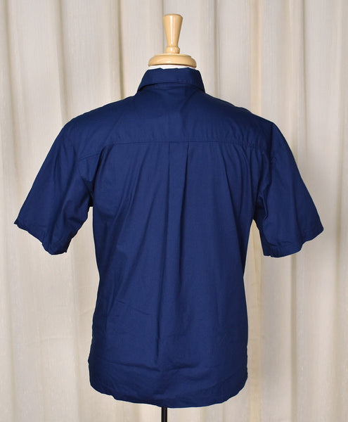 1980s Vintage Blue Blass Pocket Camp Shirt Cats Like Us