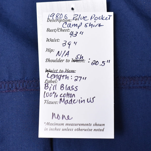 1980s Vintage Blue Blass Pocket Camp Shirt Cats Like Us