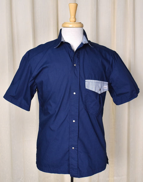 1980s Vintage Blue Blass Pocket Camp Shirt Cats Like Us