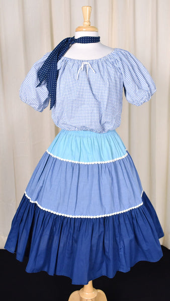 1980s Vintage Blue Gingham Crop Top Cats Like Us