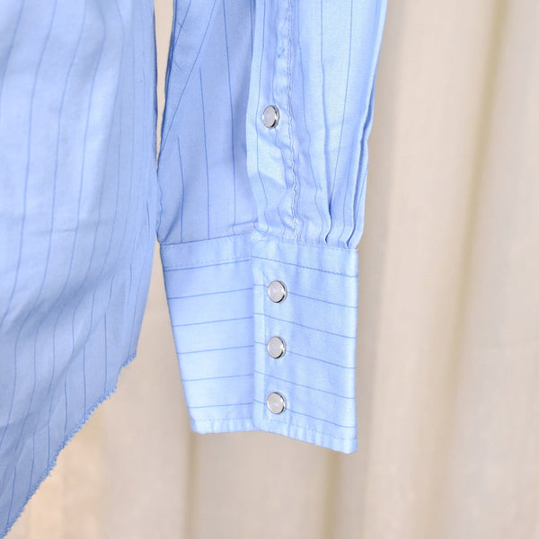 1980s Vintage Blue Stripe Western Shirt Cats Like Us