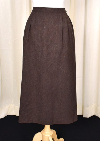 1980s Vintage Brown Wool Weaved Skirt Cats Like Us