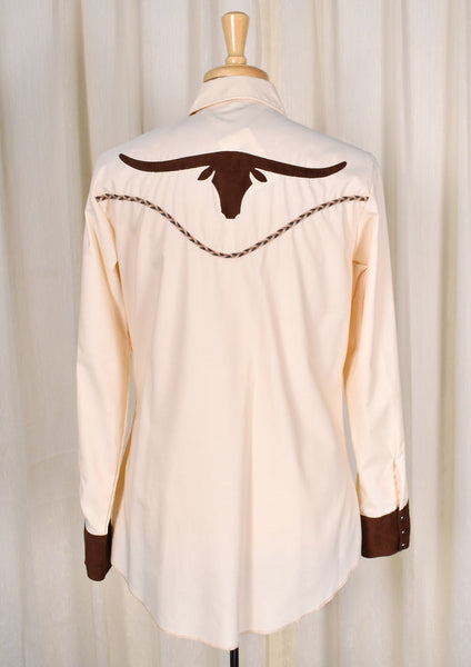 1980s Vintage Bull Head Western Shirt Cats Like Us