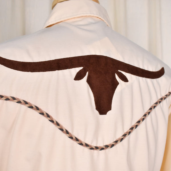1980s Vintage Bull Head Western Shirt Cats Like Us