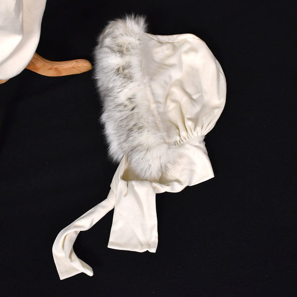1980s Vintage Cream Faux Fur Hat Set Cats Like Us