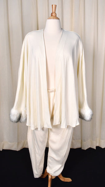 1980s Vintage Cream Faux Fur Hat Set Cats Like Us