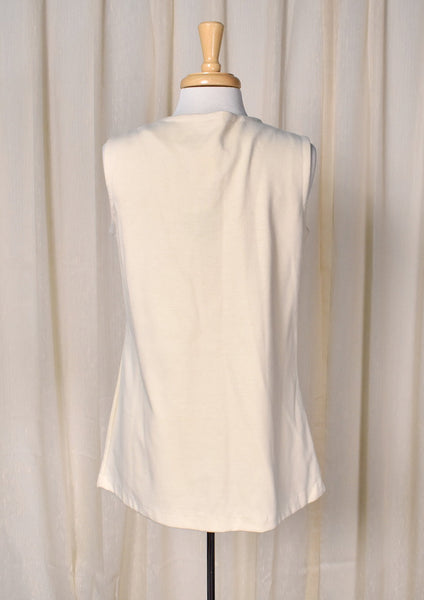 1980s Vintage Cream Tunic Vest Top by Sears Cats Like Us