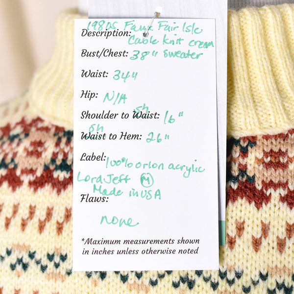 1980s Vintage Faux Fair Isle Sweater Cats Like Us