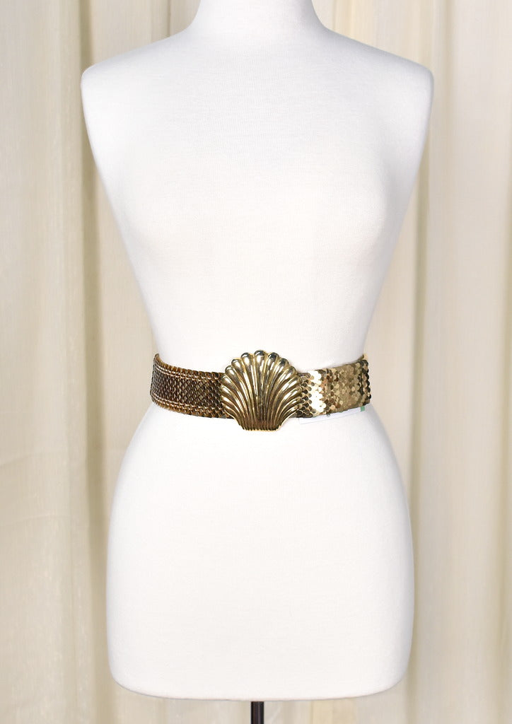 Vintage Gold Seashell Stretch Belt Vintage-Gold-Seashell-Stretch-  main image 3