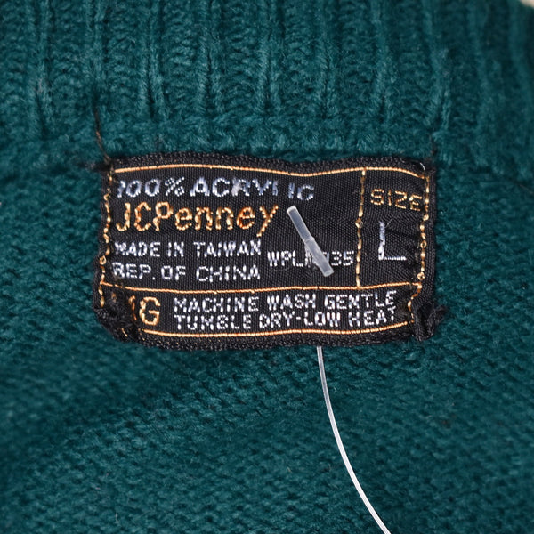 1980s Vintage Green V Neck Sweater Cats Like Us