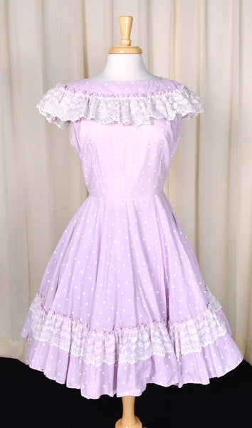 1980s Vintage Lavender & Squares Dress Cats Like Us