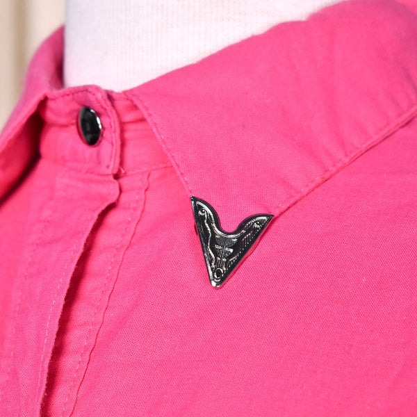 1980s Vintage Pink Fringe Western Shirt Cats Like Us