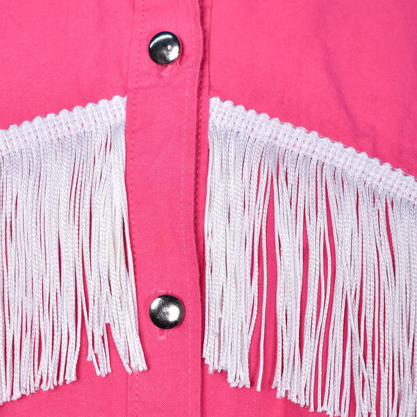 1980s Vintage Pink Fringe Western Shirt Cats Like Us