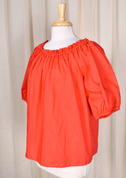 1980s Vintage Red Peasant Blouse Top Cats Like Us