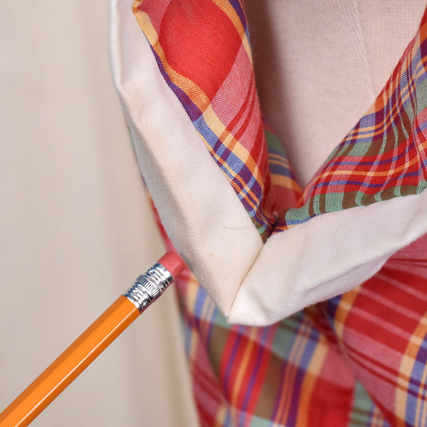 1980s Vintage Red Plaid Top w Epaulets Cats Like Us