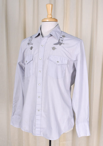 1980s Vintage Silver Boots Shirt Cats Like Us