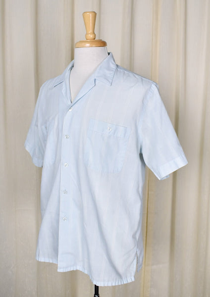 1980s Vintage Sky Blue Check Shirt Cats Like Us