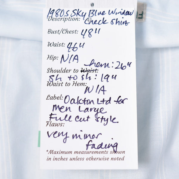 1980s Vintage Sky Blue Check Shirt Cats Like Us