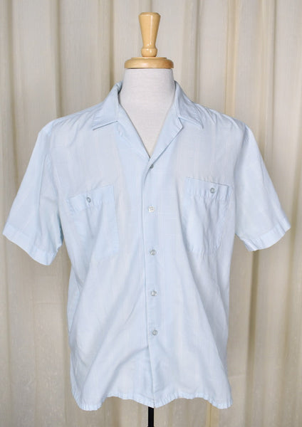 1980s Vintage Sky Blue Check Shirt Cats Like Us
