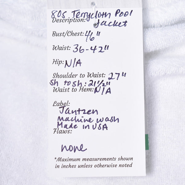 1980s Vintage Terrycloth Pool Jacket Cats Like Us