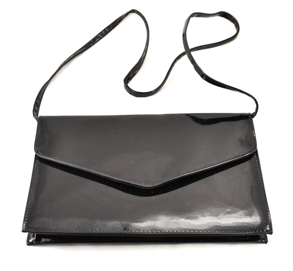 1980s Vintage Vintage Black Large Patent Shoulder Bag by Sassy Cats Like Us