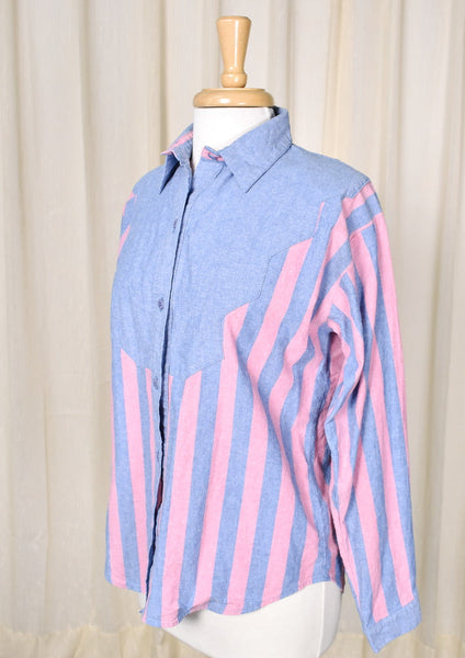 1980s Vintage Western Striped Shirt Set Cats Like Us