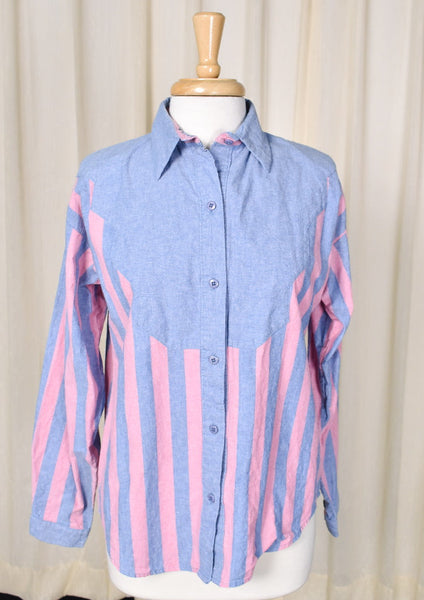 1980s Vintage Western Striped Shirt Set Cats Like Us
