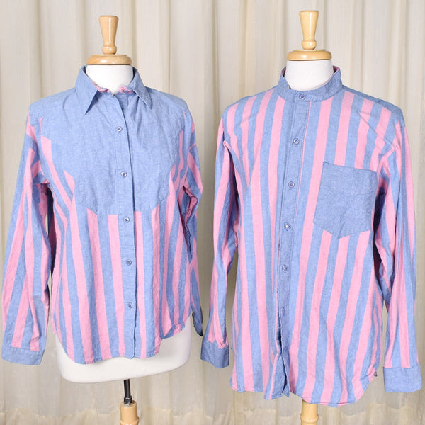 1980s Vintage Western Striped Shirt Set Cats Like Us