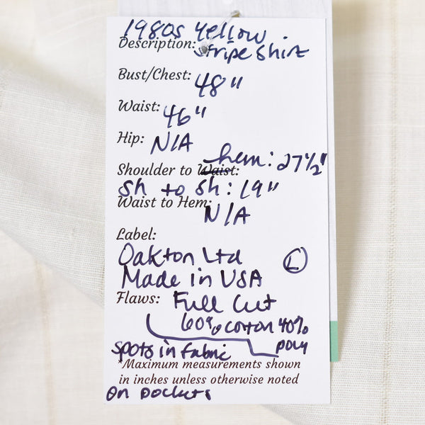 1980s Vintage Yellow Stripe Shirt Cats Like Us