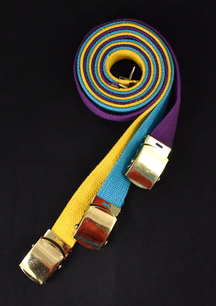 1980s Yellow Adjustable Belt w Gold Slide Closure Cats Like Us