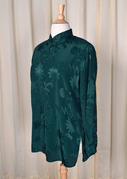 1990s Asian Style Emerald Abstract Top Cats Like Us