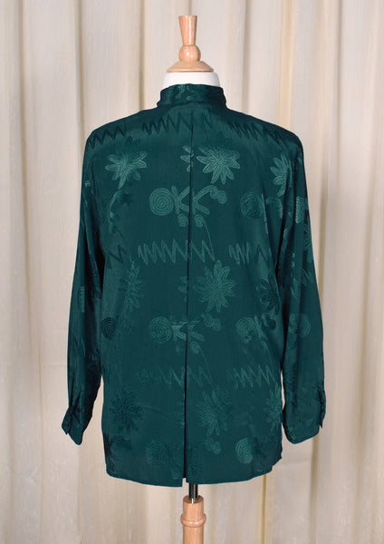 1990s Asian Style Emerald Abstract Top Cats Like Us