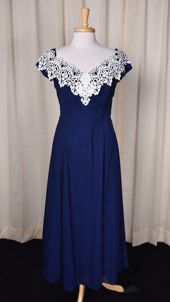 1990s Navy & Lace A-line Dress Cats Like Us