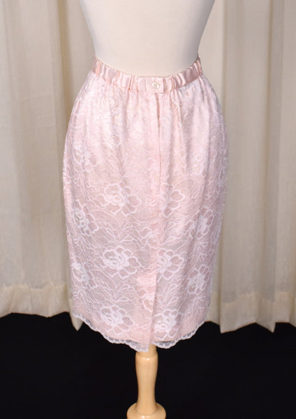 1990s Pink Lace Skirt Suit Set Cats Like Us