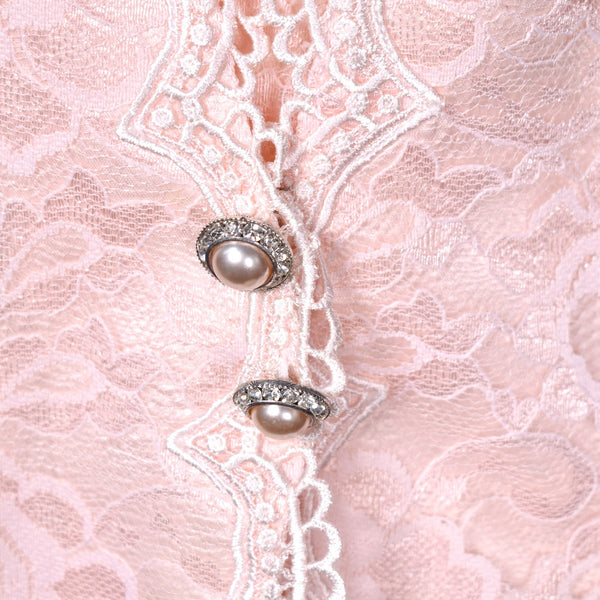 1990s Pink Lace Skirt Suit Set Cats Like Us