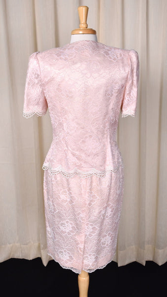 1990s Pink Lace Skirt Suit Set Cats Like Us
