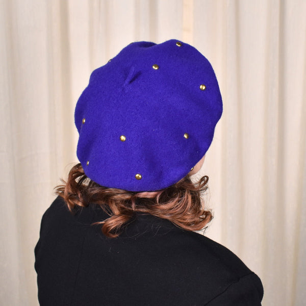 1990s Purple Gold Rivet Wool Beret Cats Like Us