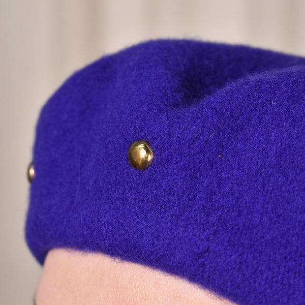 1990s Purple Gold Rivet Wool Beret Cats Like Us