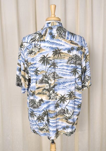 1990s Vintage Palm Tree & Ocean Cardin Shirt Cats Like Us
