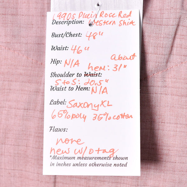 1990s Vintage Plain Rose Western Shirt Cats Like Us