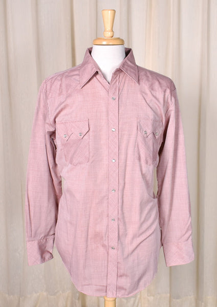 1990s Vintage Plain Rose Western Shirt Cats Like Us