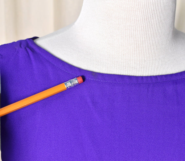 1990s Vintage Purple Drape Back Sheath Dress Cats Like Us