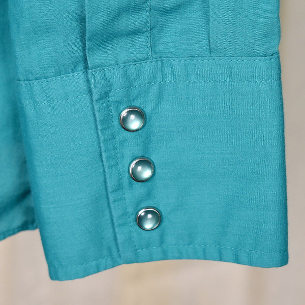 1990s Vintage Teal & Black Western Shirt Cats Like Us