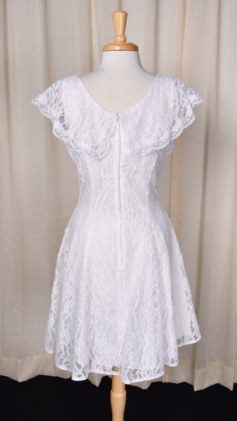 1990s White Lace A-Line Dress Cats Like Us