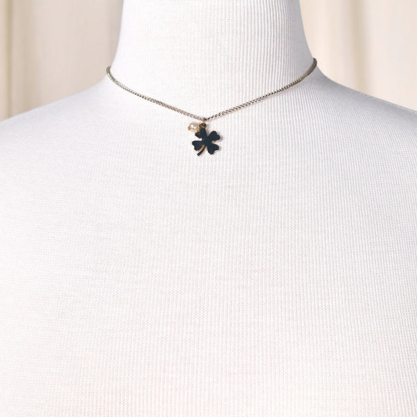 4 Leaf Clover & Pearl Necklace Cats Like Us