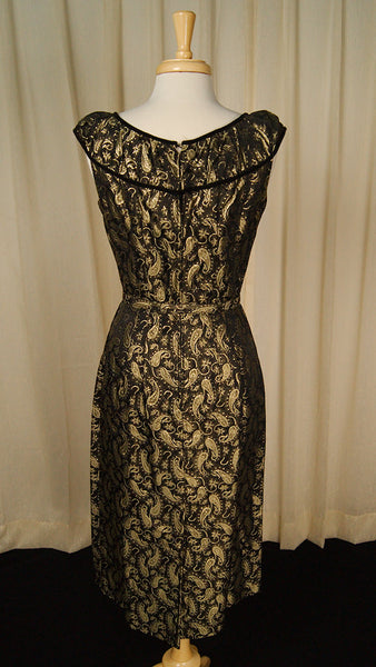 50s Gold Paisley Cocktail Dress Cats Like Us