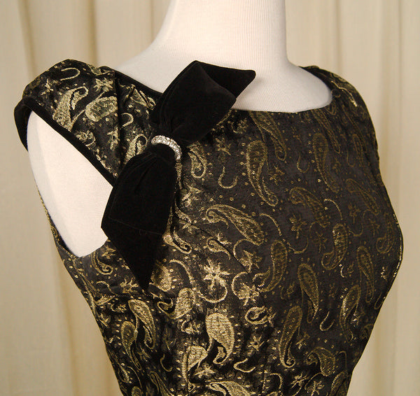 50s Gold Paisley Cocktail Dress Cats Like Us