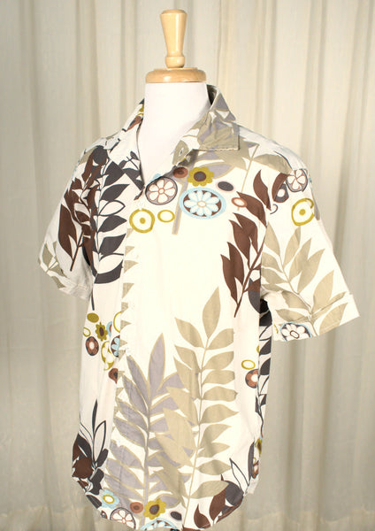 60s Inspired Tan Vintage Tropical Shirt Cats Like Us