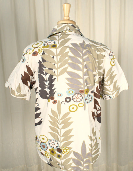 60s Inspired Tan Vintage Tropical Shirt Cats Like Us