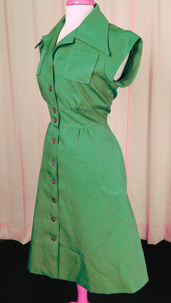 70s does 1940s Green Dress Cats Like Us